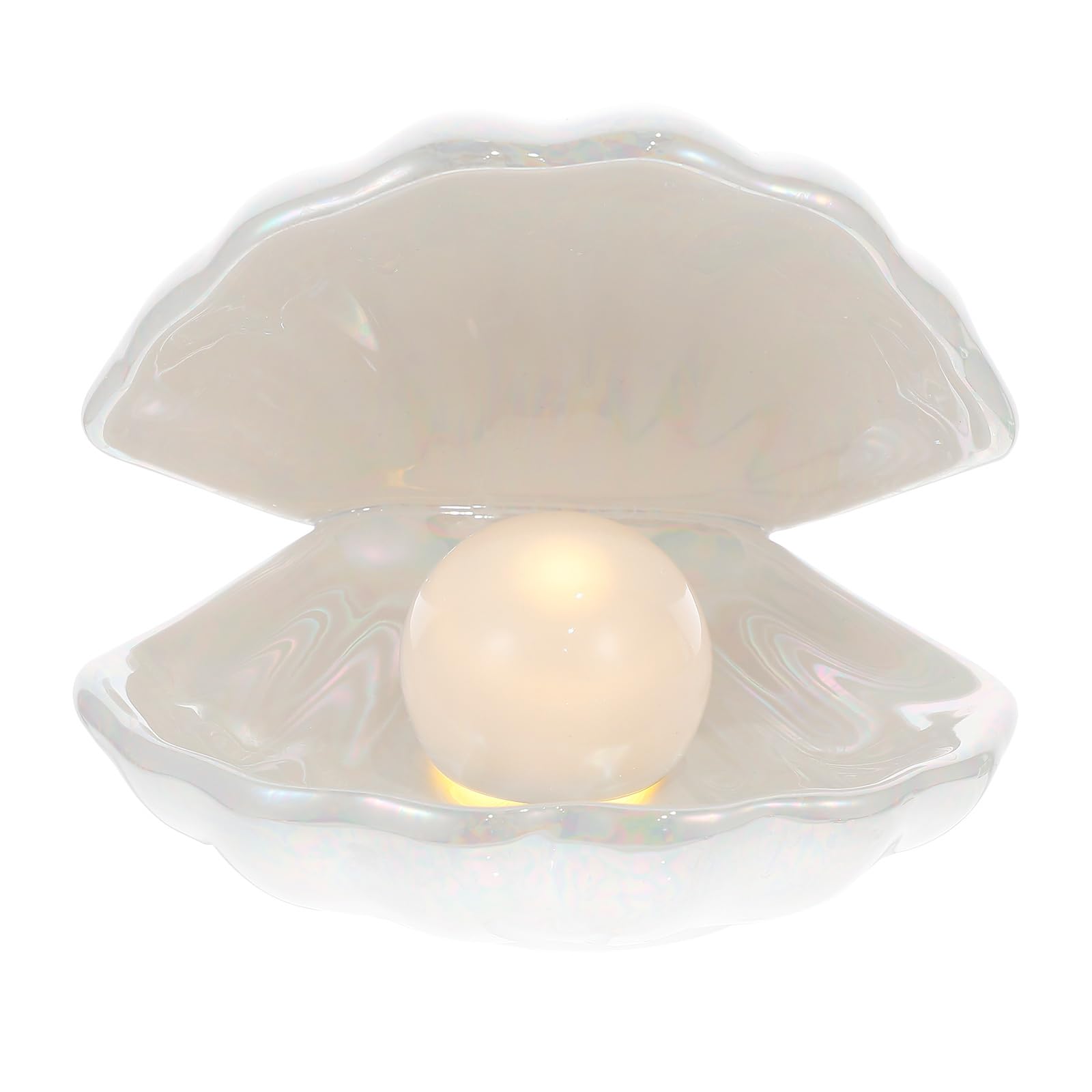 Imikeya Ceramic Shell Pearl Light - White Led Clam Lamp For Tabletop Decoration & Gifts