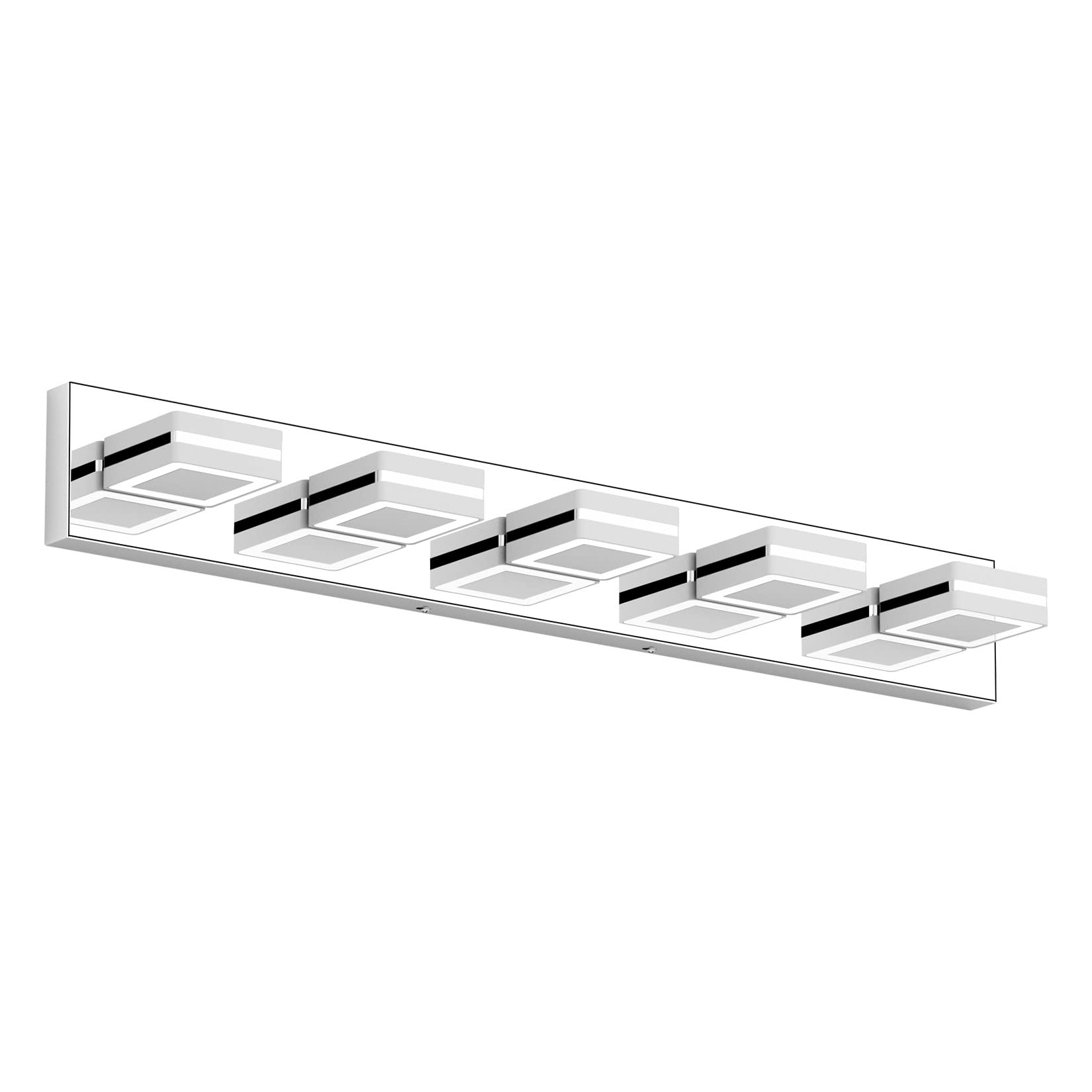 Ralbay 5 Light Modern LED Vanity Light, Chrome Stainless Steel, Model 8596, Wall Mounted, Up and Down Acrylic Lighting for Bathroom