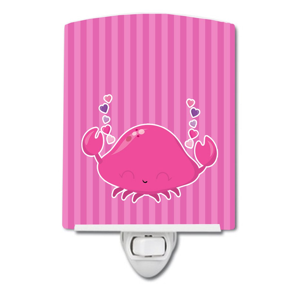 Carolines Treasures BB7129CNL Pink Crab Ceramic Night Light Compact, ULCertified, Ideal for Bedroom, Bathroom, Nursery, Hallwa