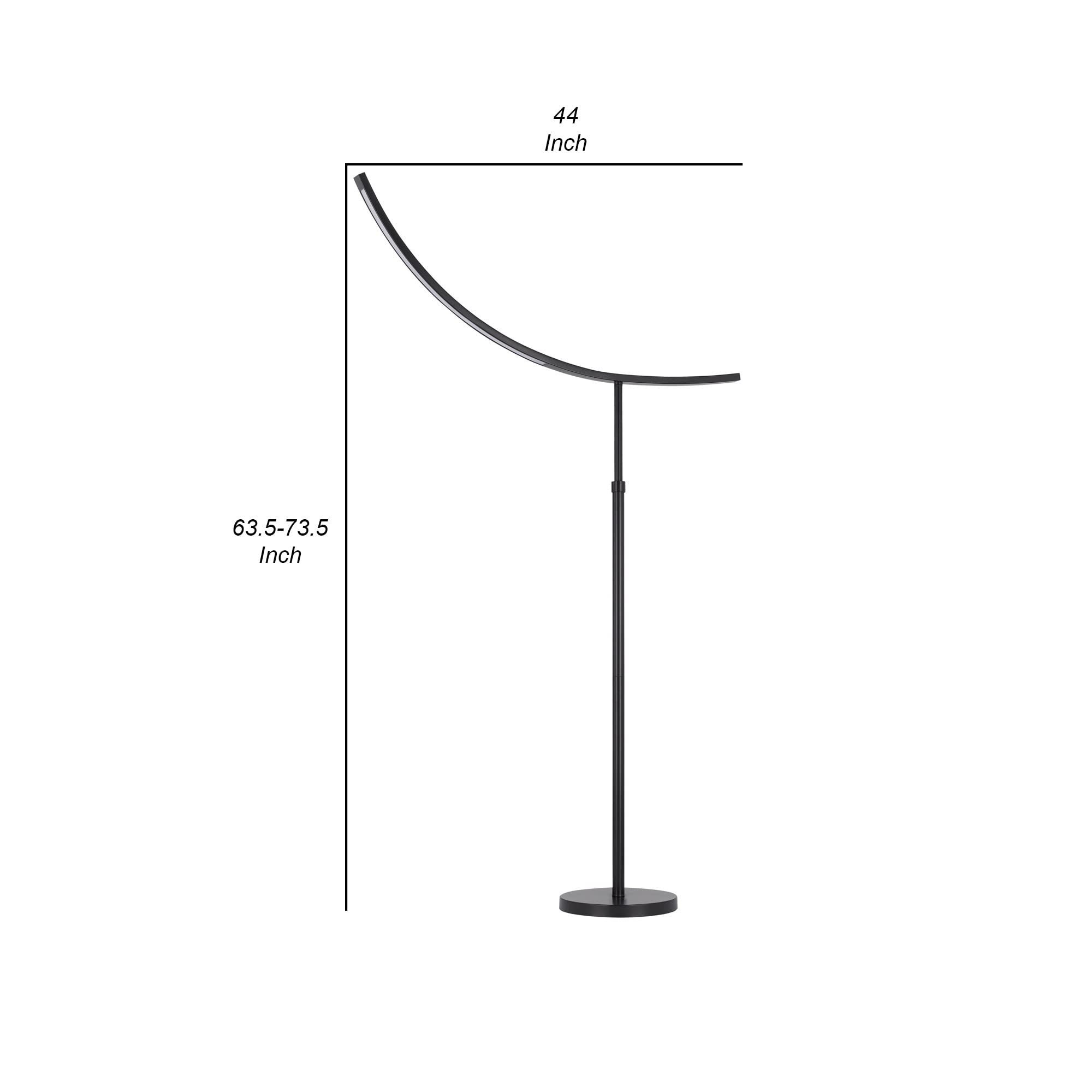 74 Inch Adjustable Floor Lamp, LED Light, Inverted Metal Base, Dark Bronze