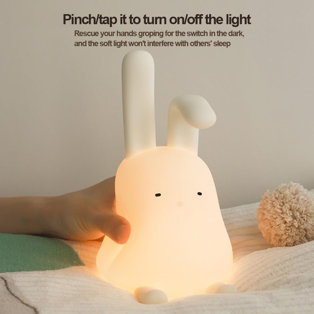 Myratts Cute Bunny Lamp  Kawaii Led Desk Decor Nightlight With Phone Stand Feature  Super Squishy Silicone Portable Light With Timer  Xmas Birthday Ideal Gifts For Baby Kid mature-themed