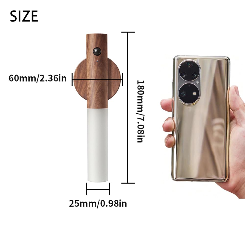Landgoo Wooden Motion Sensor Night Lights, Magnet Body Hallway Rechargeable Led Wireless Wall Sconces, Portable Decor Battery Po