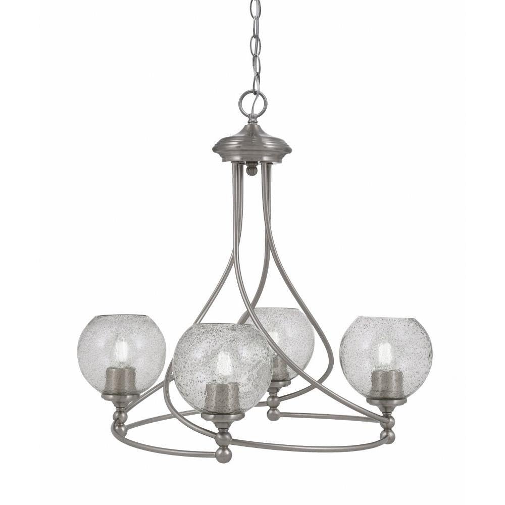 Toltec Lighting 904-BN-4102 Capri - 4 Light Uplight Chandelier-22.75 Inches Tall and 23.25 Inches Wide, Finish Color: Brushed Nickel, Glass Color: Smoke Bubble