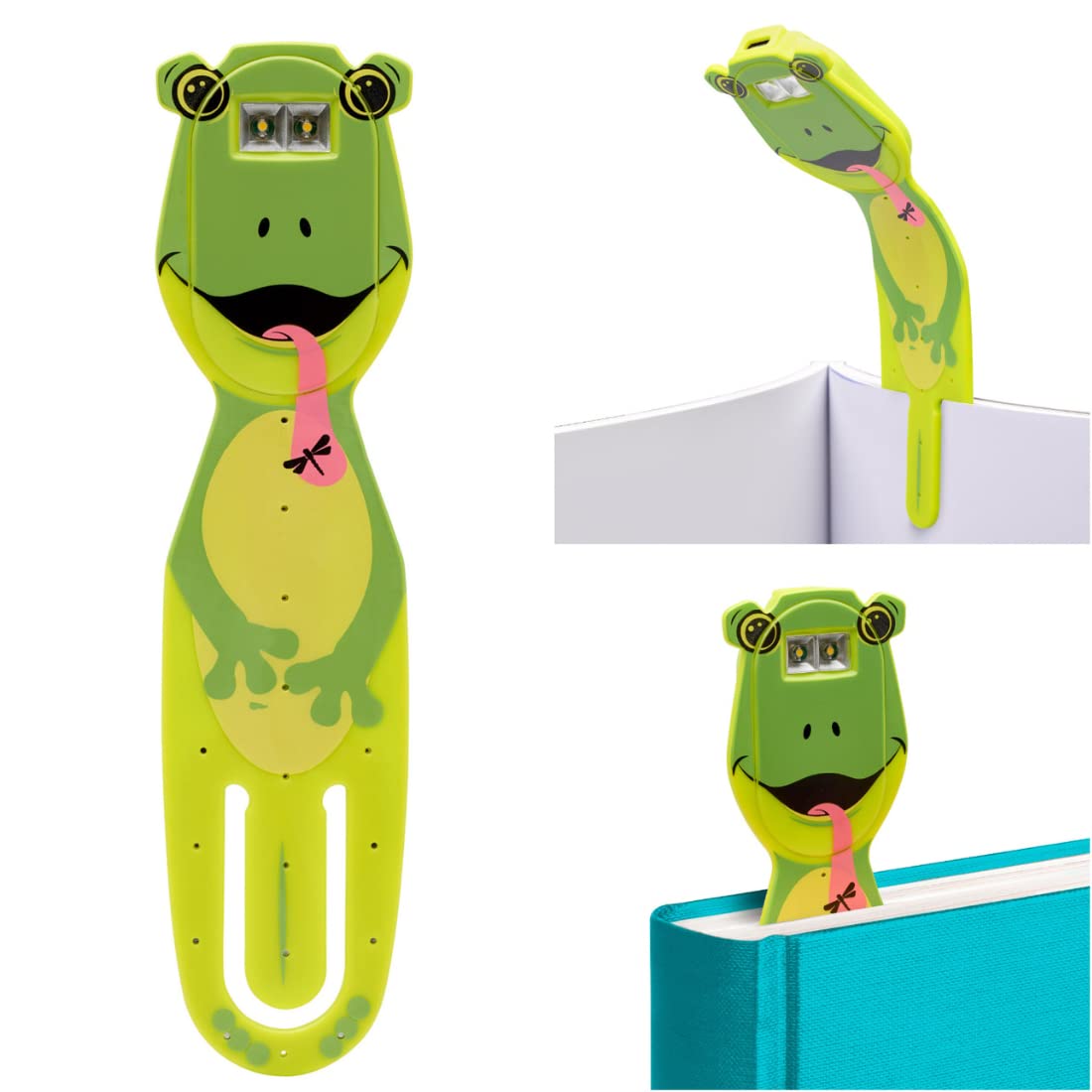 Gifts For Readers & Writers Flexilight Pal Bookmark Reading Light - Rechargeable Led Clip On Lamp, Frog Color, Model Flp