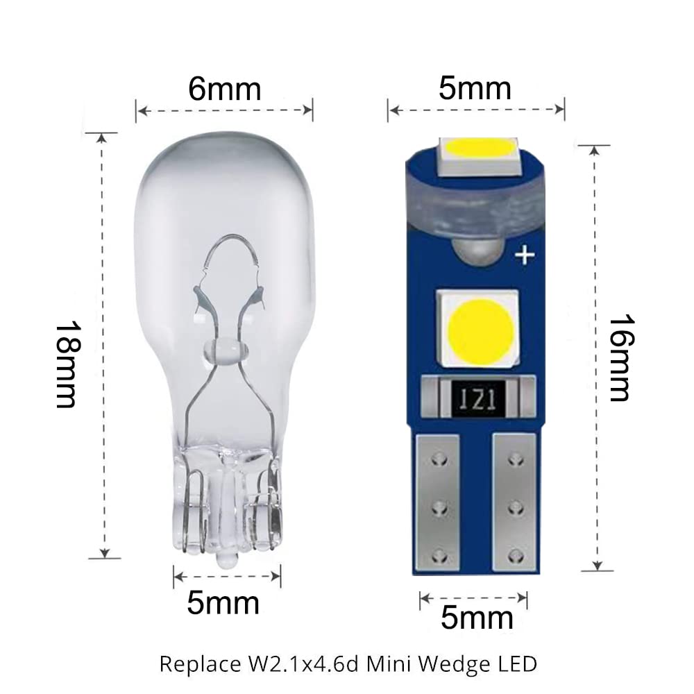 BlyilyB T5 10-Pack LED Bulbs with Twist Lock Socket, White Color, 3030SMD for Dashboard Instrument Panel