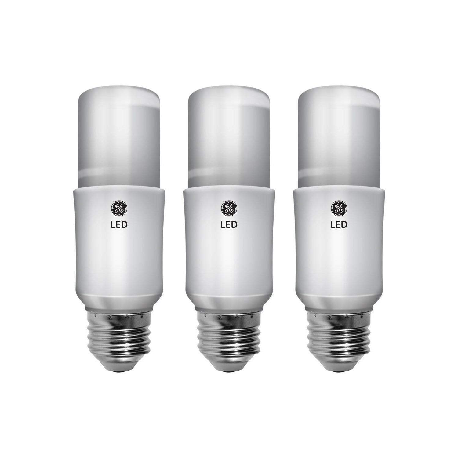 GE Bright Stik LED Light Bulbs, 9W (60W Equivalent), Soft White, 3 Pack, Medium Base, Non-Dimmable, Plastic