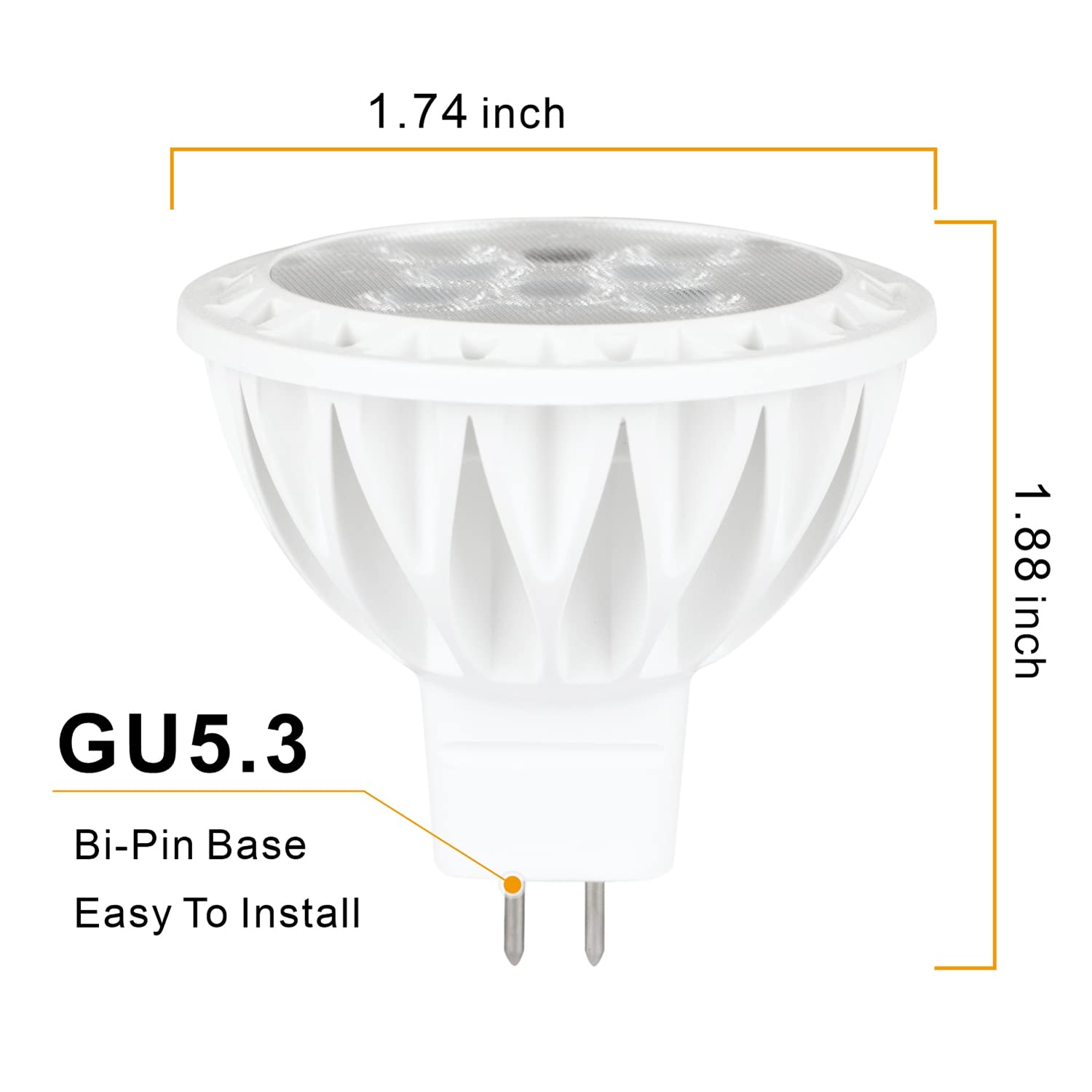 12V Mr16 Led Bulbs 4000K Neutral White Dimmable 50W Halogen Replacement Gu5.3 Base Led Light Bulbs For Recessed Lighting  Track Lights  6-Pack