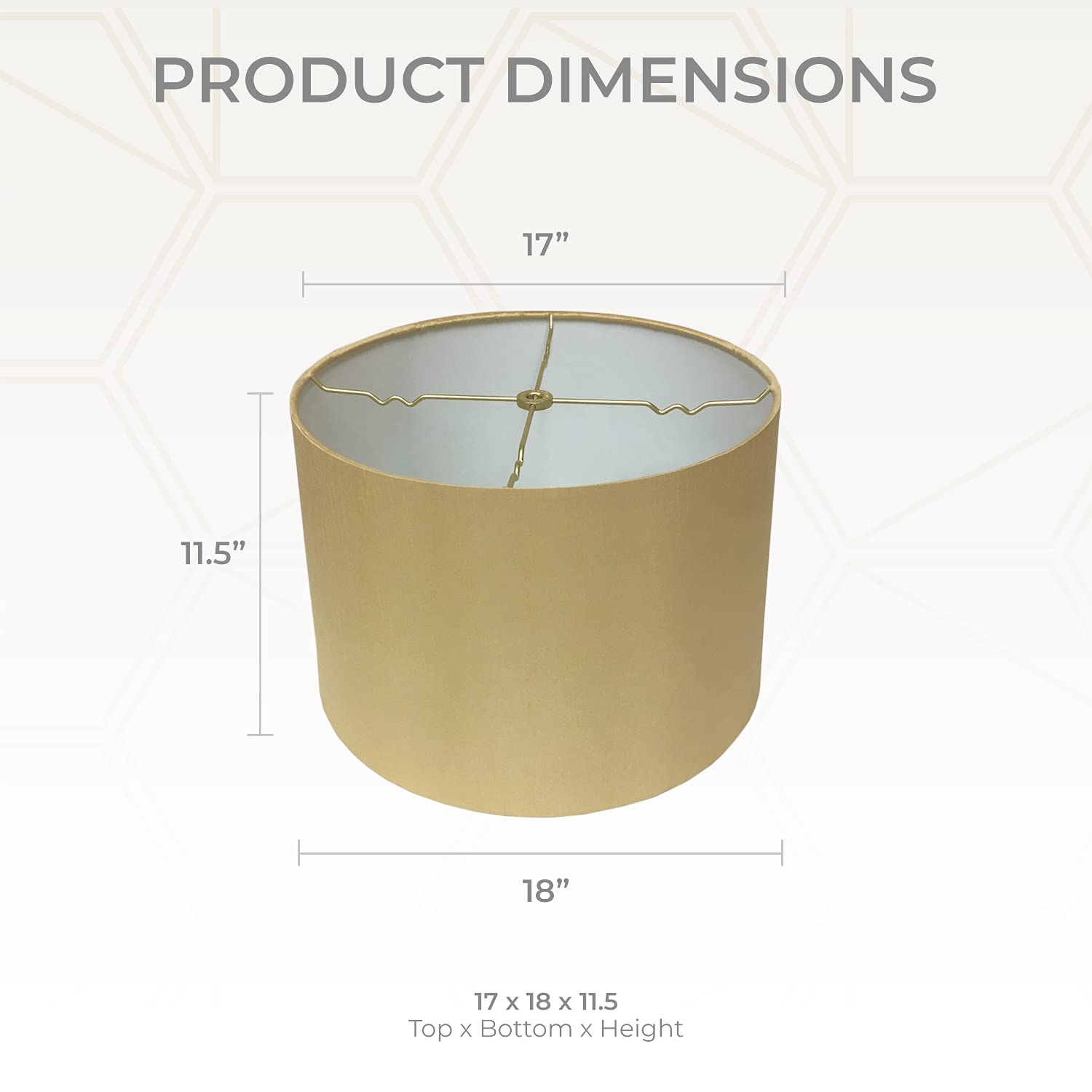 Royal Designs, Inc. Shallow Drum Hardback Lamp Shade 17x18x11.5 Antique Gold Model HB-610-18AGL