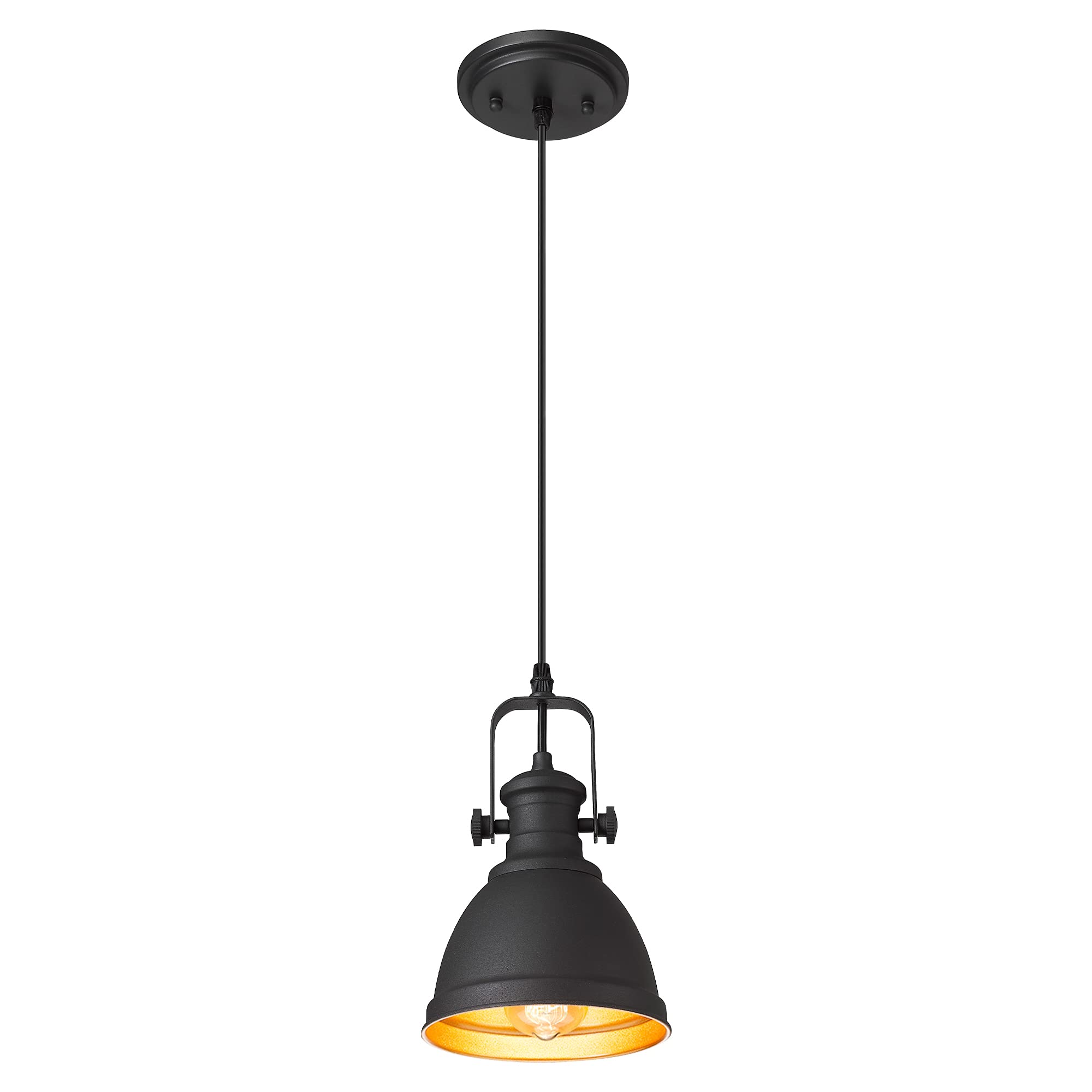 Audickic Black Pendant Light, 6.5 Hanging Light Fixtures, Pendant Lighting for Kitchen Island Bar Restaurant Entryway, AD-2151-1