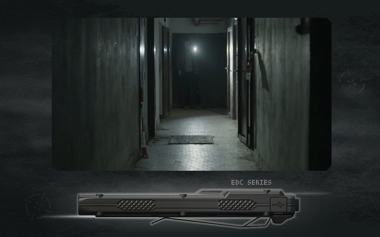EdisonBright EDC27 3000 Lumen USB Rechargeable Slim LED Flashlight - Black, Stainless Steel, Model NC-EDC27-EBUSBACCC