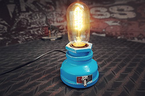 Y-Nut Loft Style Lamp, Corporal Yellow Steampunk Industrial Vintage Style, Water Pipe Table Desk Light with Dimmer, Aged Rustic