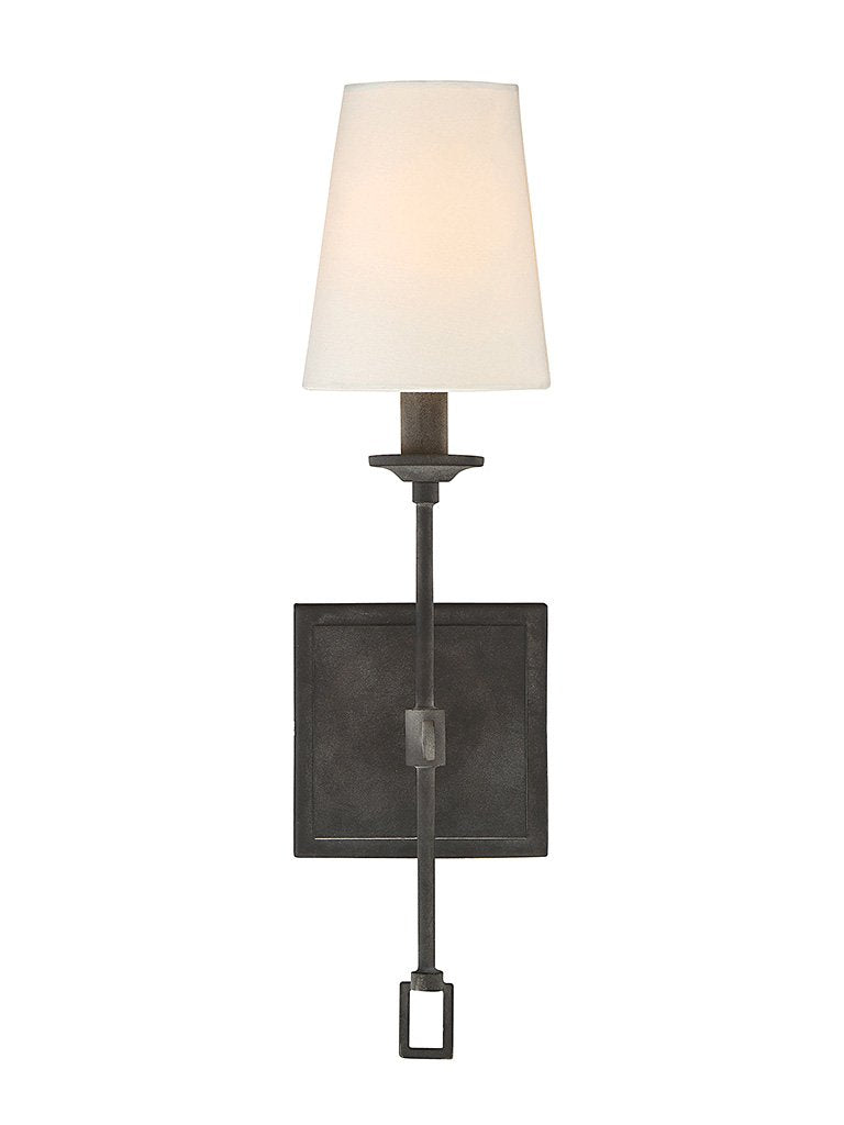 Savoy House 9-9004-1-88 Lorainne Rustic Traditional Soft White Fabric Wall Sconce, 1-Light 60 Watt, 18 H x 5 W, Oxidized Black