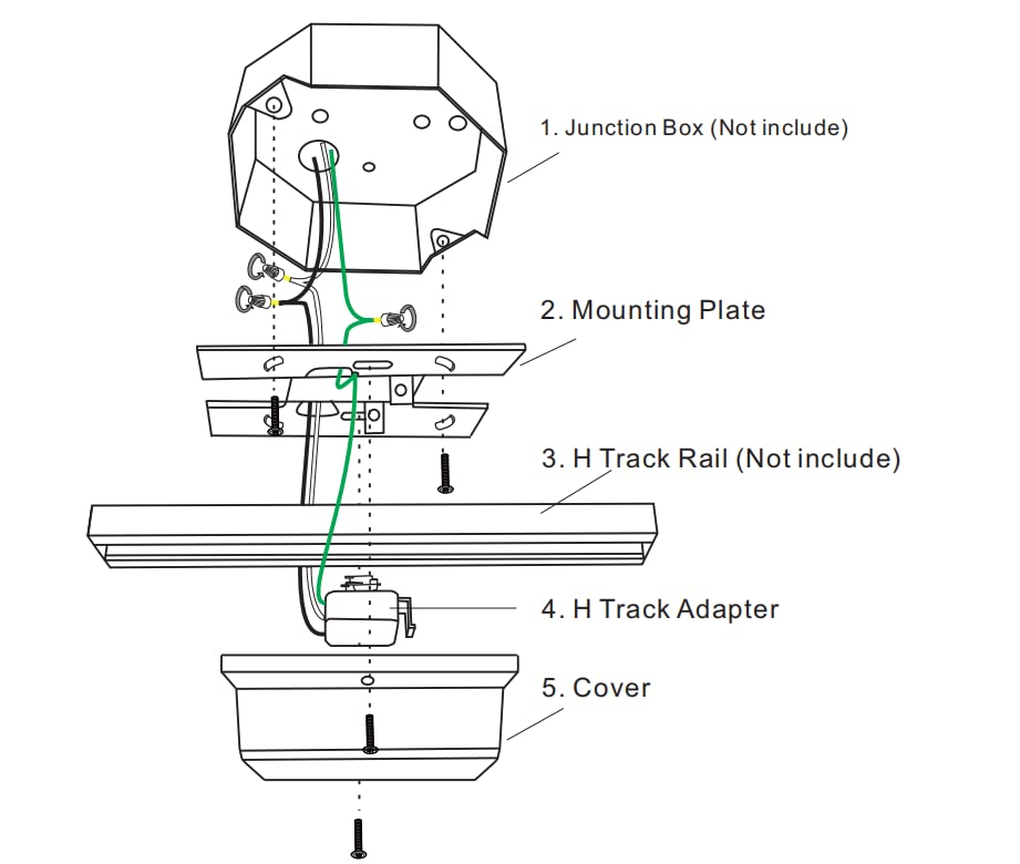 Vanoopee H Track Canopy Connector Black - Compatible With Halo Track System, Easy Install