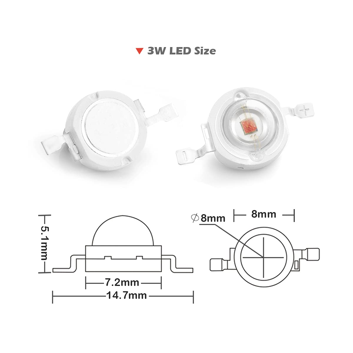 Chanzon 10 Pcs High Power Led Chip On Board 3W Red (400Ma - 500Ma / Dc 2V - 2.4V / 3 Watt) Super Bright Intensity Smd Cob Light