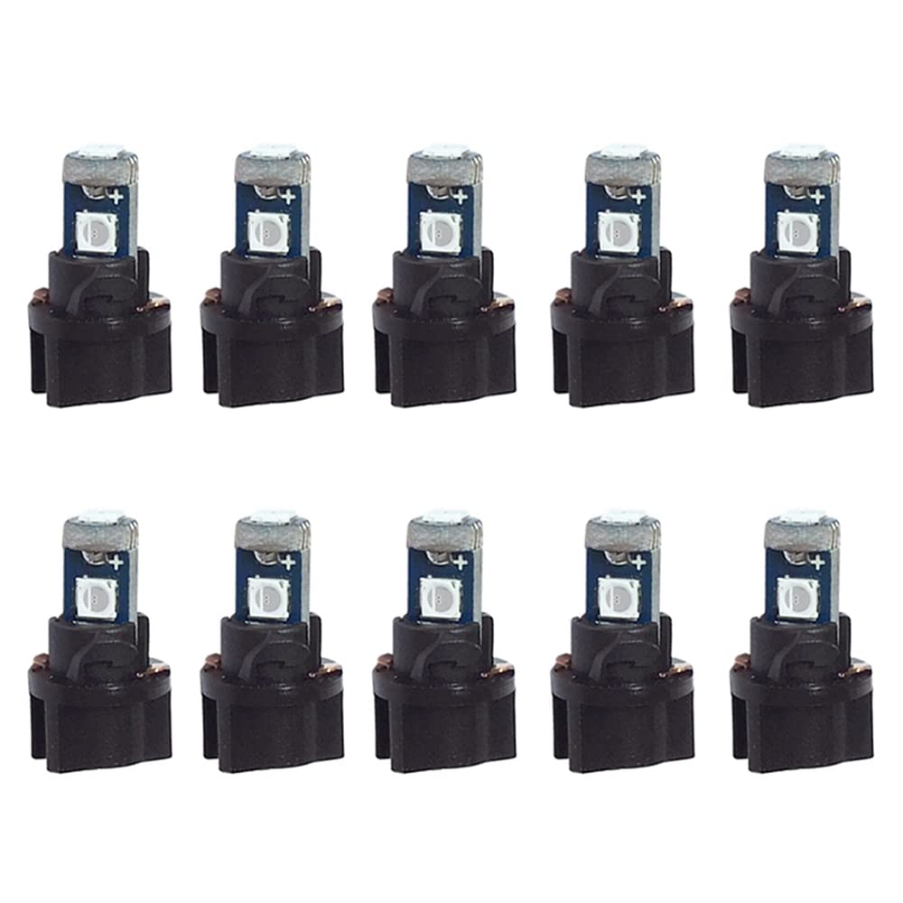 Blyilyb 10-Pack Blue T5 2721 37 74 Wedge Led Bulb Pc74 Twist Sockets Replacement Dash Dashboard Lights Instrument Panel Cluster
