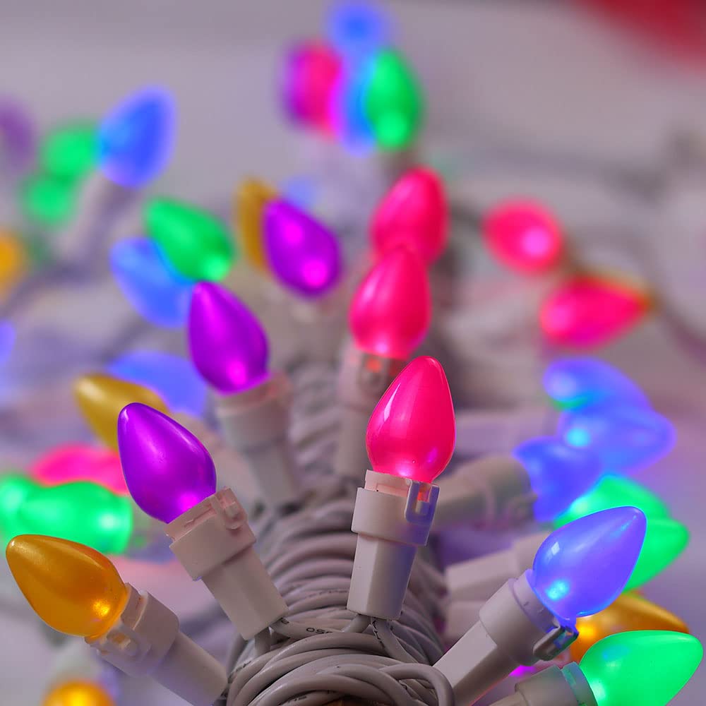 Novrose Easter Lights Led Multi-Color Glass C3 String Lights Plug In, 50 Led 13.5 Ft, 120V, Connectable Indoor Outdoor Easter St