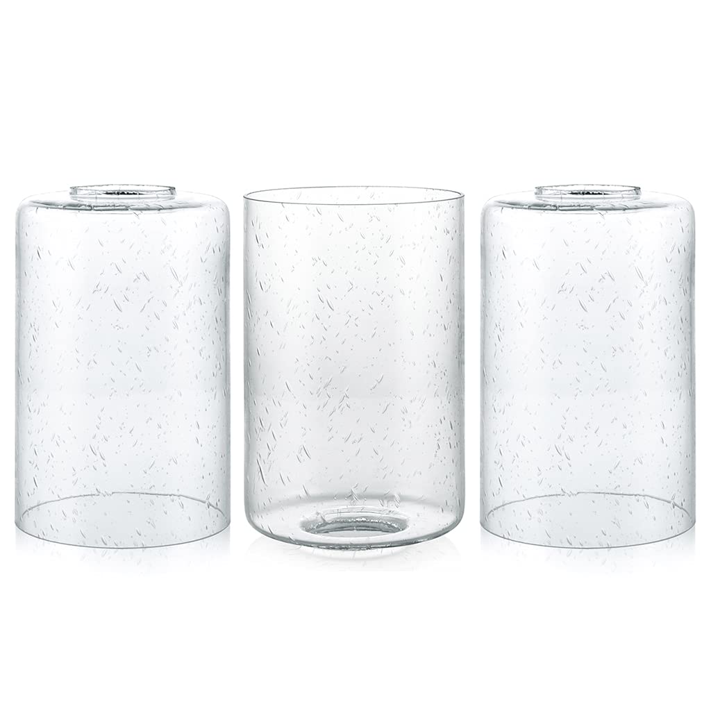 Skelang Seeded Lip-less Glass Lamp Shade  Cylindrical Light Cover with Fitter Opening  Replacement for Chandelier  Pendant  Bathroom Vanity Light  3 Pcs
