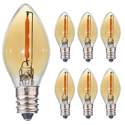 Fannis C7 Mini Led Bulb 6 Pack, 0.5W Warm 2200K Edison Vintage Amber Glass E