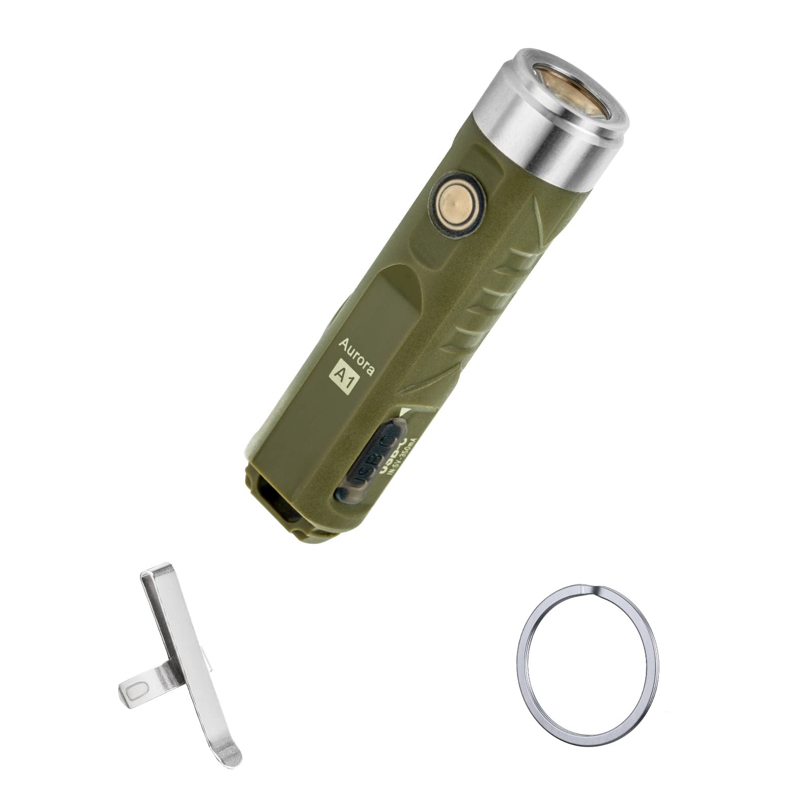 RovyVon Aurora A1 G4 LED Keychain Flashlight, 650 Lumen, Type-C Rechargeable, Military Green