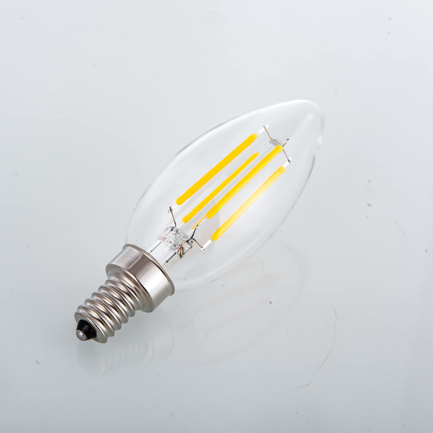 SHUWDKAR 12V LED Candelabra Bulbs E12 Soft White 3000K 40W Replacement, 3 Pack, Glass