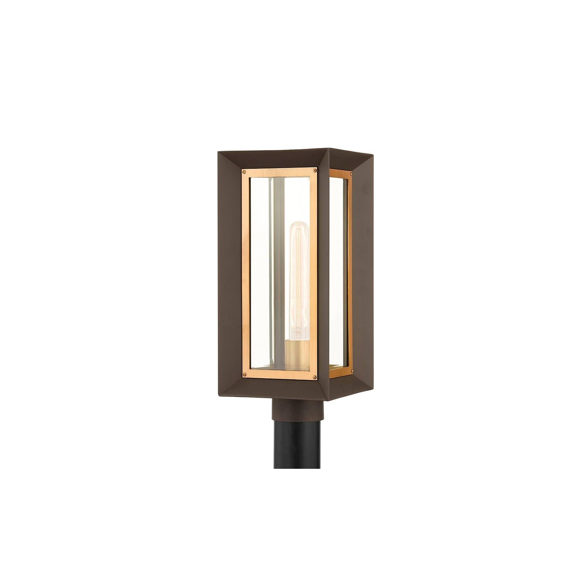 Troy Lighting P4055-TBZ/PBR Lowry - 1 Light Outdoor Post Lantern-17 Inches Tall and 7.5 Inches Wide, Textured Bronze/Patina Bras