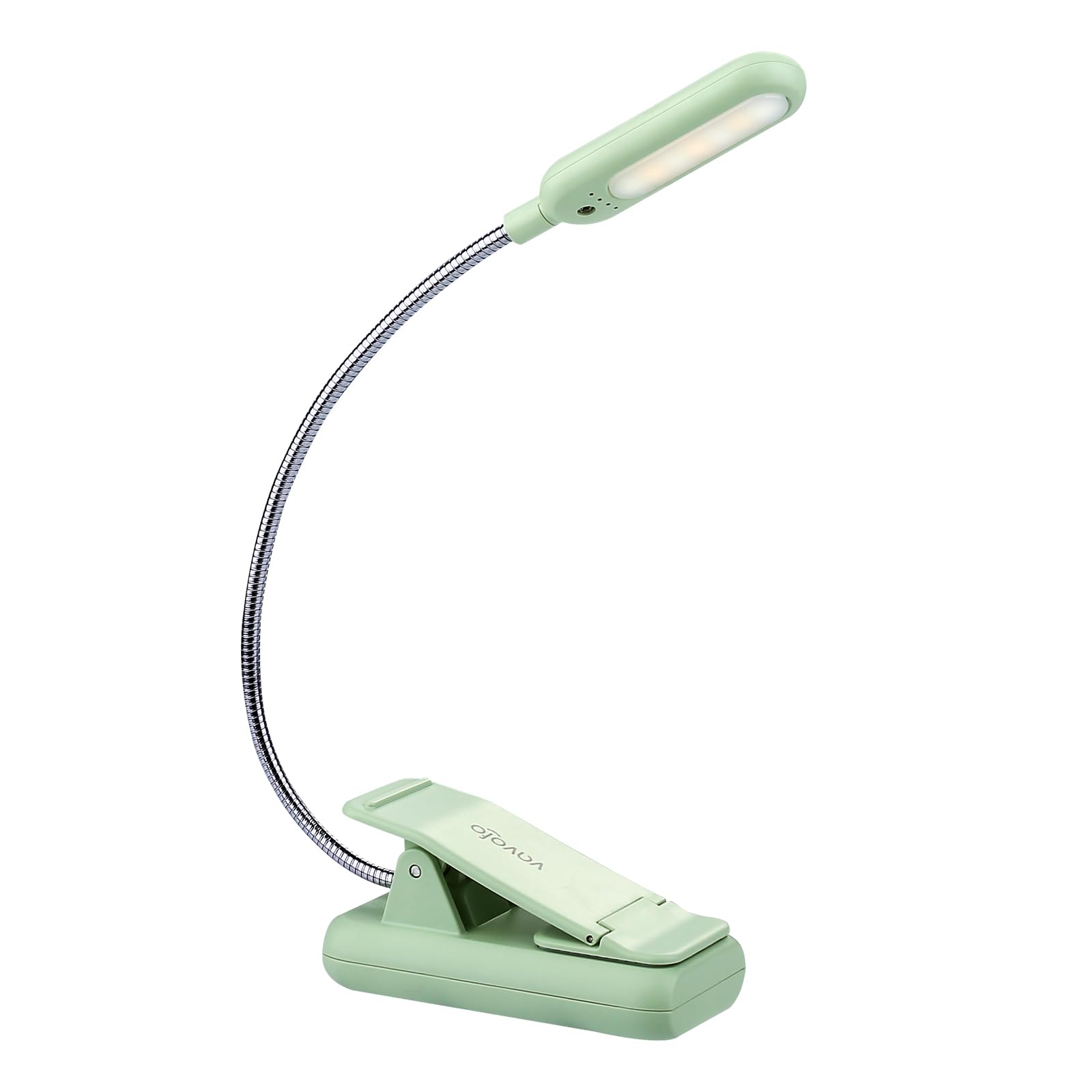 VAVOFO Rechargeable Book Light, 7 LED, 9-Level Warm/Cool White, Eye Care Lamp, Avocado Green, Model KM-6720
