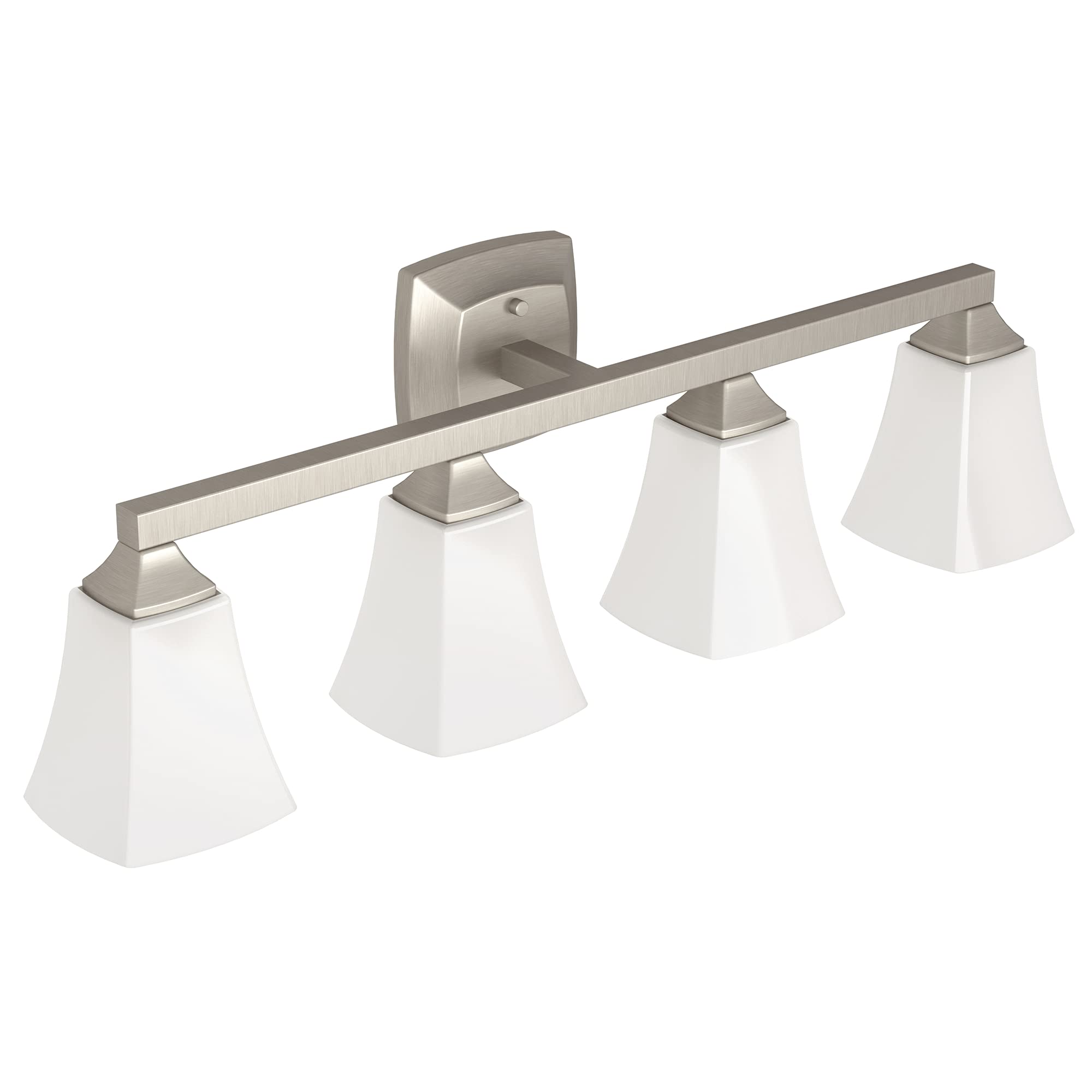 Moen Voss 4-Light Bath Vanity Fixture, Brushed Nickel, Frosted Glass, 7.24 x 9.61 x 32.76 in, Model YB5164BN