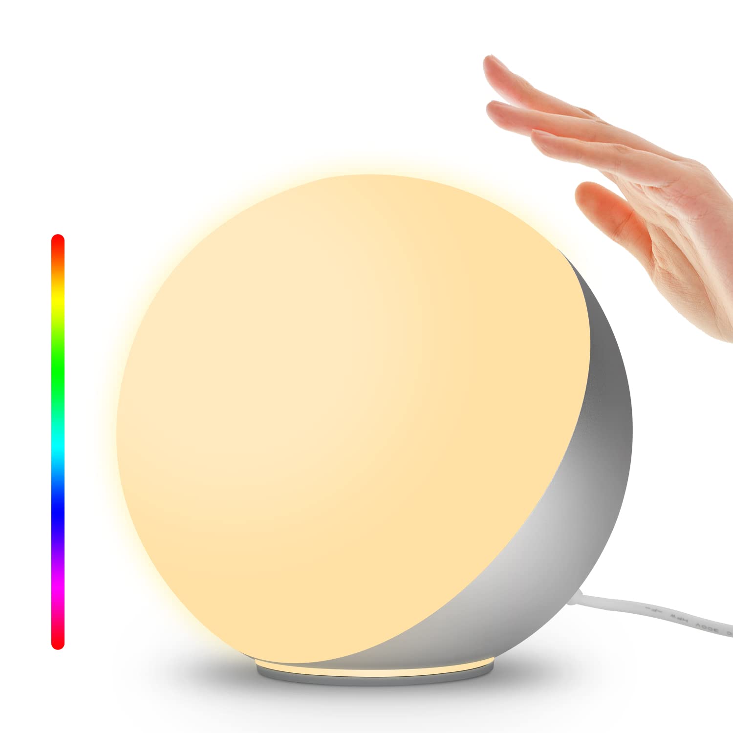 EASEMO Bedside Lamp for Bedroom, LED Touch Lamp with Charger, Dimmable Bedside Lamp with Warm & White Light, Multicolor Night Li