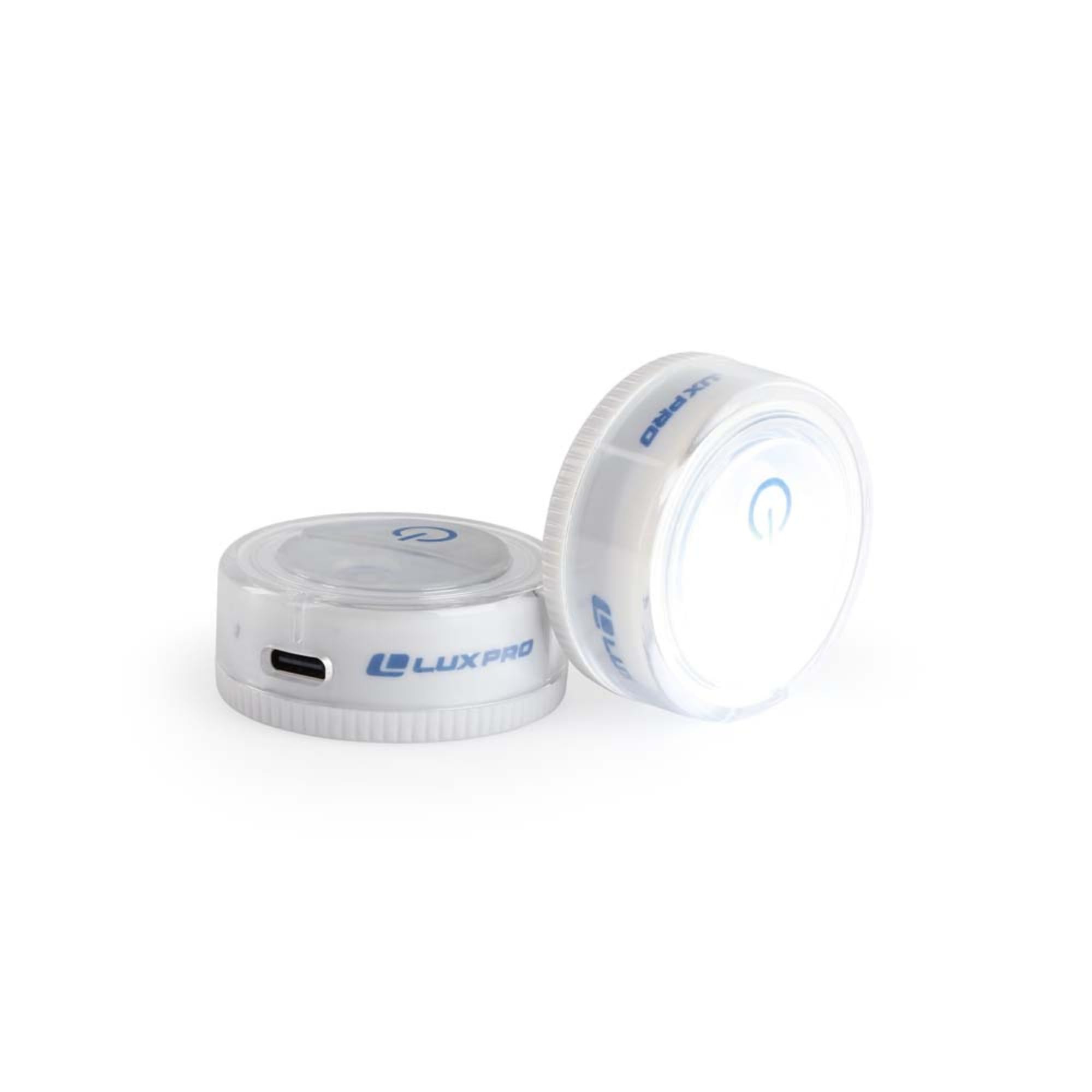 LUXPRO Waterproof Micro LED Puck Lights - Rechargeable, Adhesive, 2 Pack - White, Model LP175