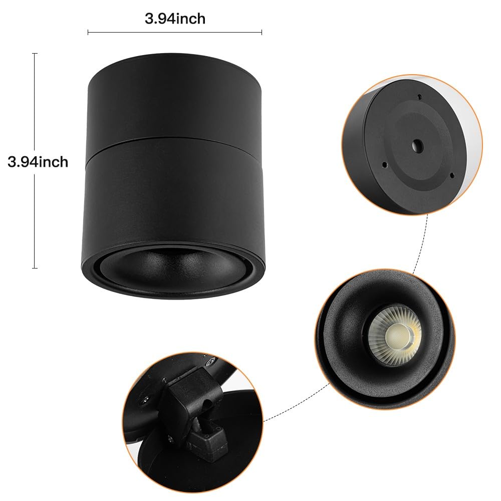 SUNMEIYI LED Dimmable Ceiling Spotlight 12W 3CCT 3000K/4000K/5000K Adjustable Indoor Directional Spotlight Fixtures for Room Liv