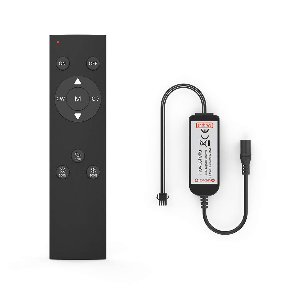 Novostella 360 Rf Remote Controller For 20Ft 40Ft Tunable White Led Strip Light Kit, Dimmable 3000K-6000K, Daylight White And Wa