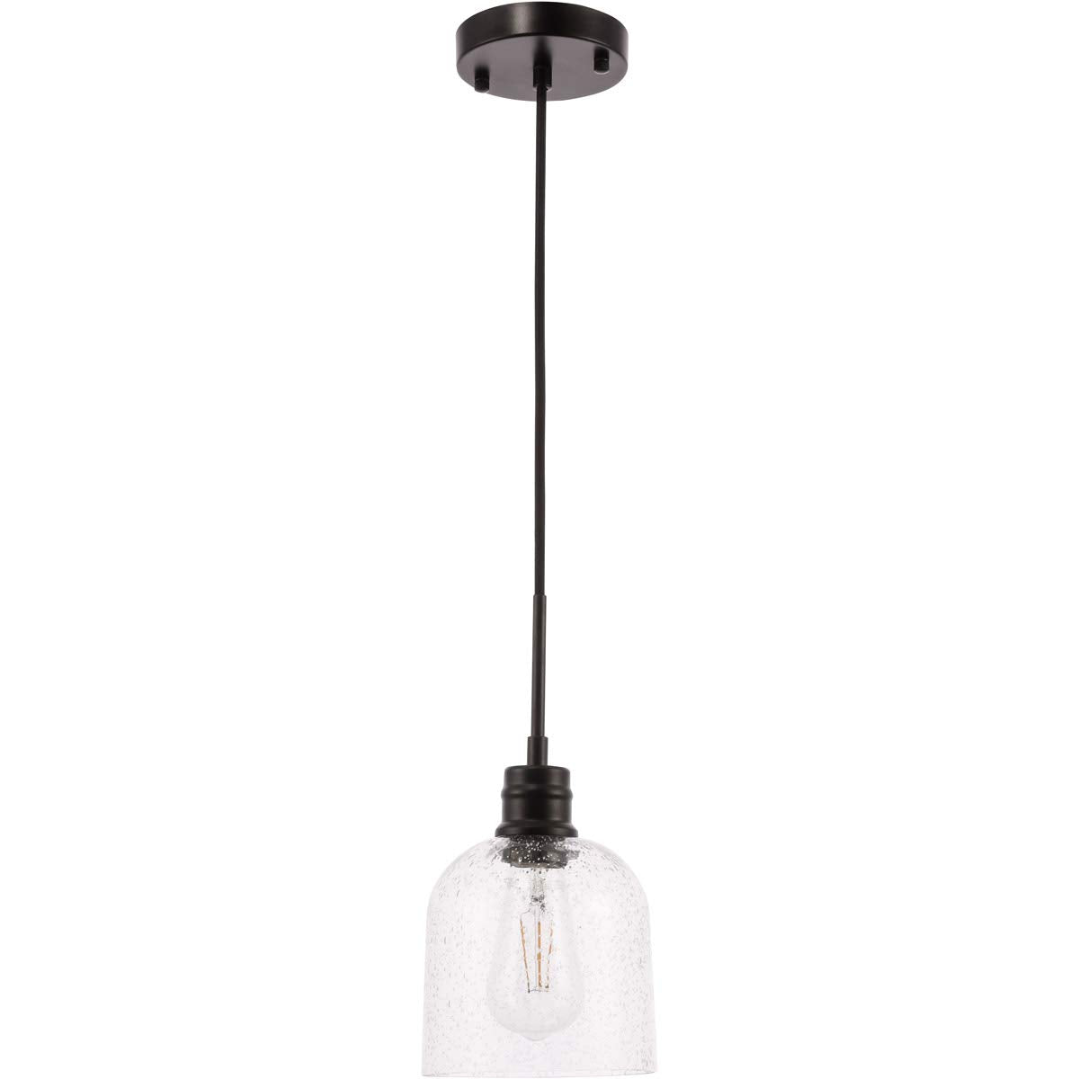 Gabe 1 Light Black And Clear Seeded Glass Pendant