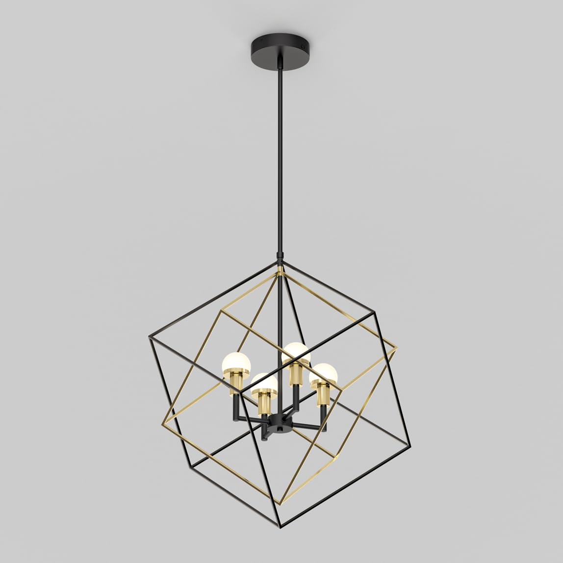 Artika Peyton 15W Led Chandelier, Black & Gold, Modern 4-Light, Tunable White 3000-5000