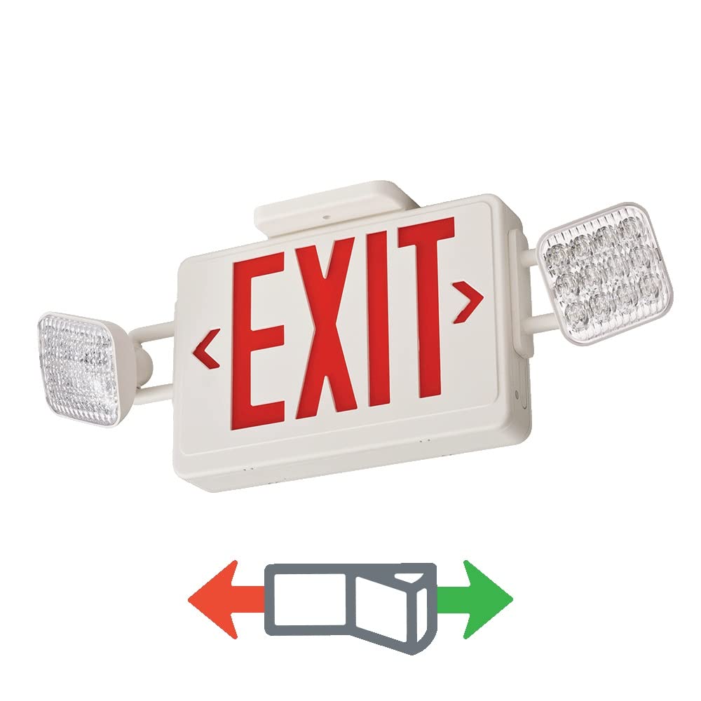 Lithonia Lighting LED Exit Sign Emergency Light Combo, 19.09in Square, Switchable Red/Green, Model ECRG SQ M6