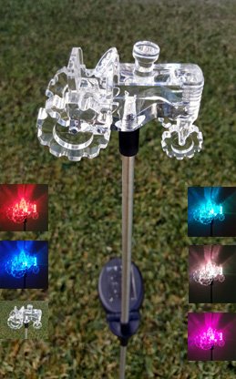 Unido Box Solar Garden Stake Light Set of 2, Color-Changing LED, Tractor