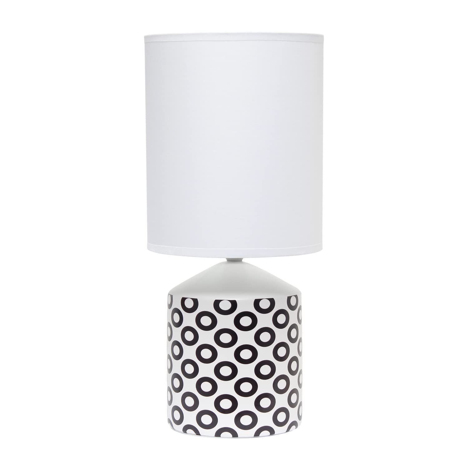Simple Designs Table Lamp - Black Ovals Circles Pattern, Ceramic, 8.5inL x 8.5inW x 18.5inH, Model LT2077-OVL, Color