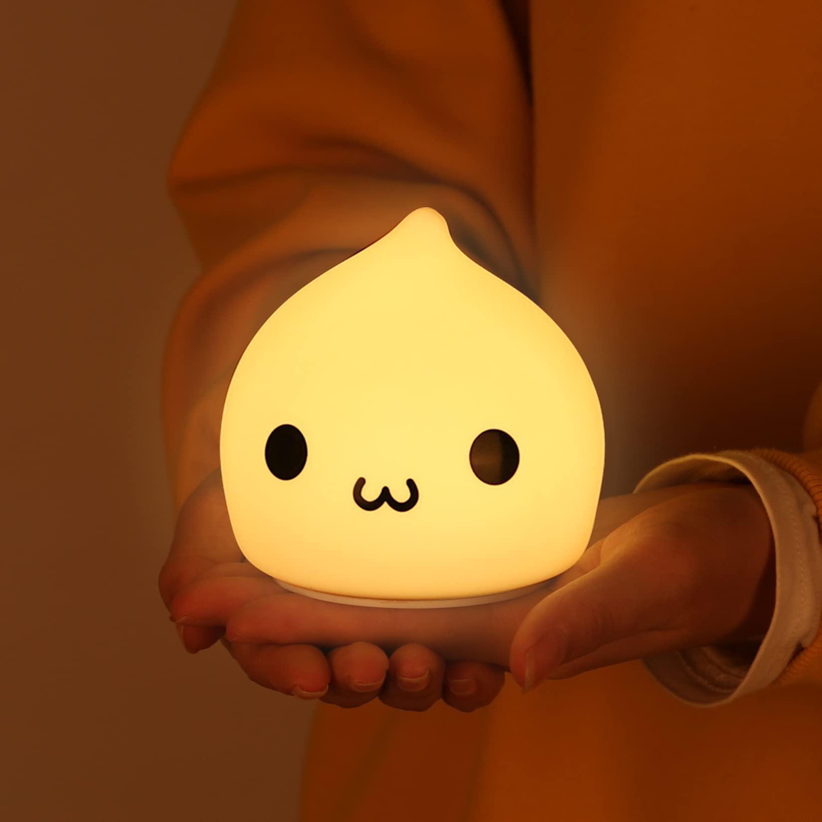 ZKLiLi Night Light, Portable Dumpling Lamp, Silicone, Battery Powered, Kawaii Design, Model ZK-001, Light Color