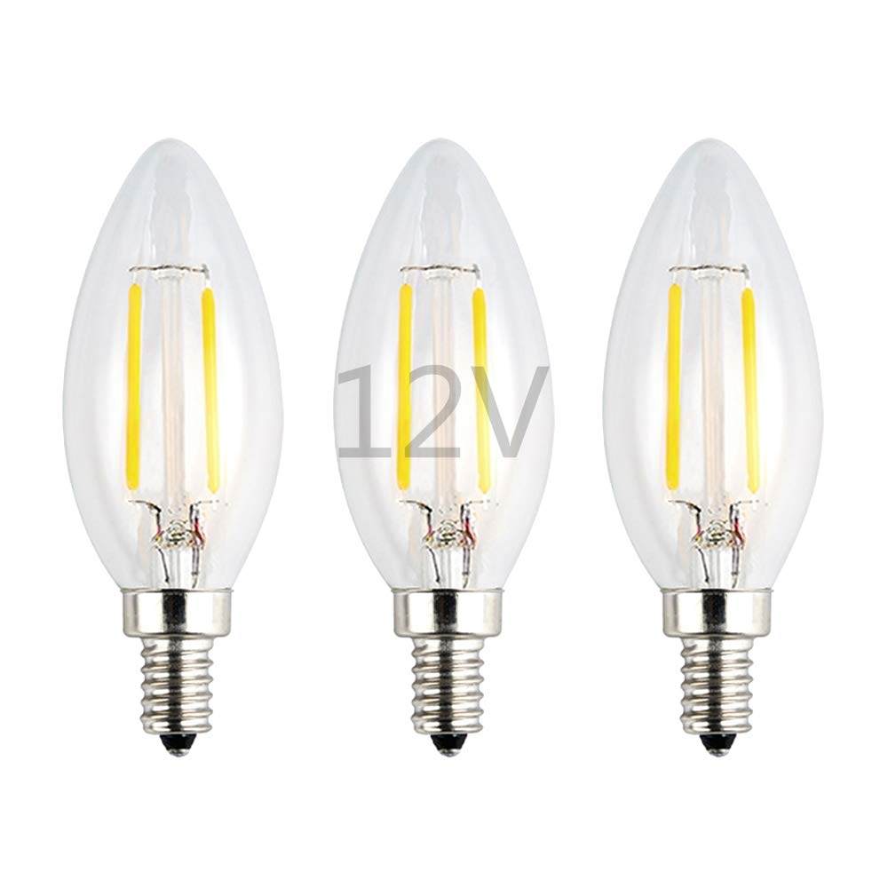 Opalray 12V Led Candle Bulb, 2W 200Lm, Dimmable, E12 Base, Natural
