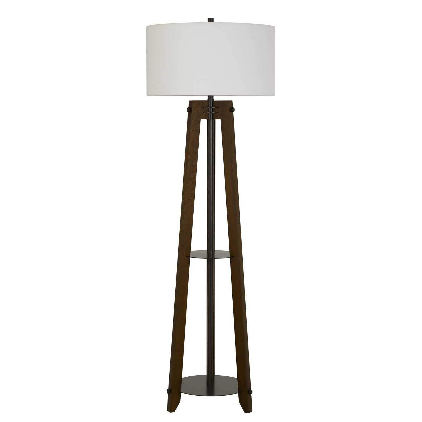HomeRoots Tripod Floor Lamp - 65 in. Brown with White Rectangle Shade