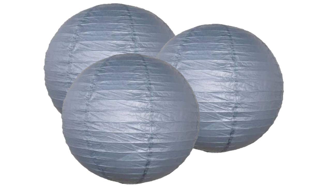 Pack of 3 Paper Lantern Lampshade Party Birthday Baby Shower Wedding Celebration Decoration 4''(10cm) -16''(40cm) (Grey, 12'' (3