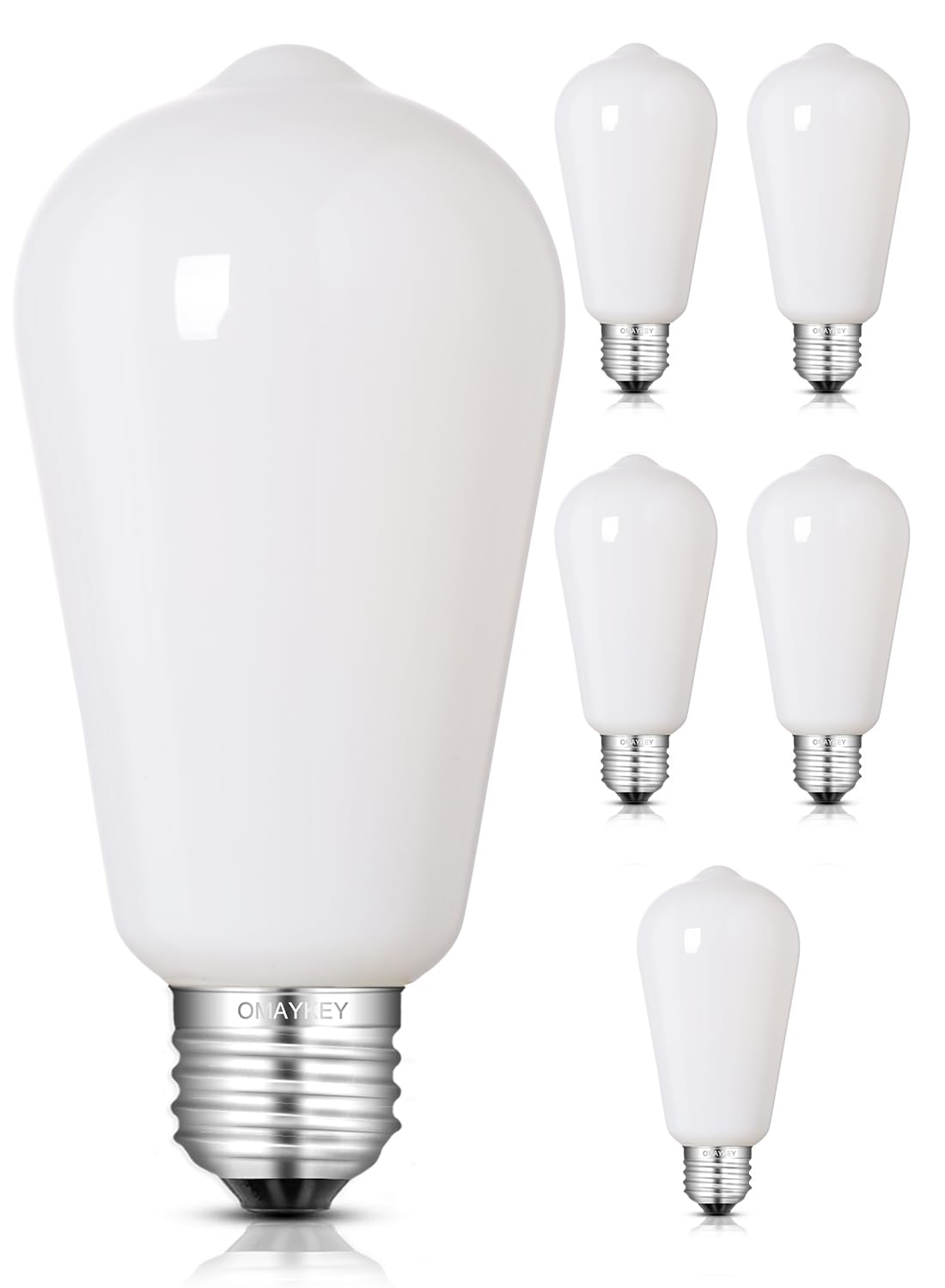 OMAYKEY 10W Dimmable Opal LED Edison Bulbs, 4000K Neutral White, 100W Equivalent 1000 Lumens, E26 Medium Base, Vintage Edison St