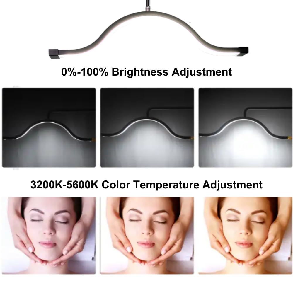 Atlas View Adjustable Half Moon LED Floor Lamp - Dimmable Touch Control, Rotatable Halo Design, Black, Model Y13