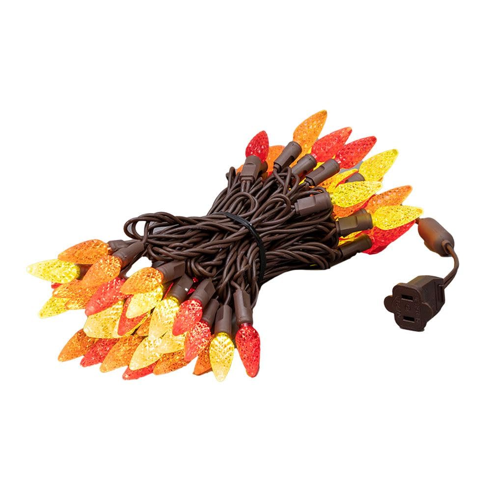 Novelty Lights 24Ft 70 Led C6 Led Thanksgiving String Lights  Outdoor Christmas Tree Commercial Grade Led String Lights  Permanent Christmas Lights Outdoor Tree Decorations (Yellow/Red/Orange)