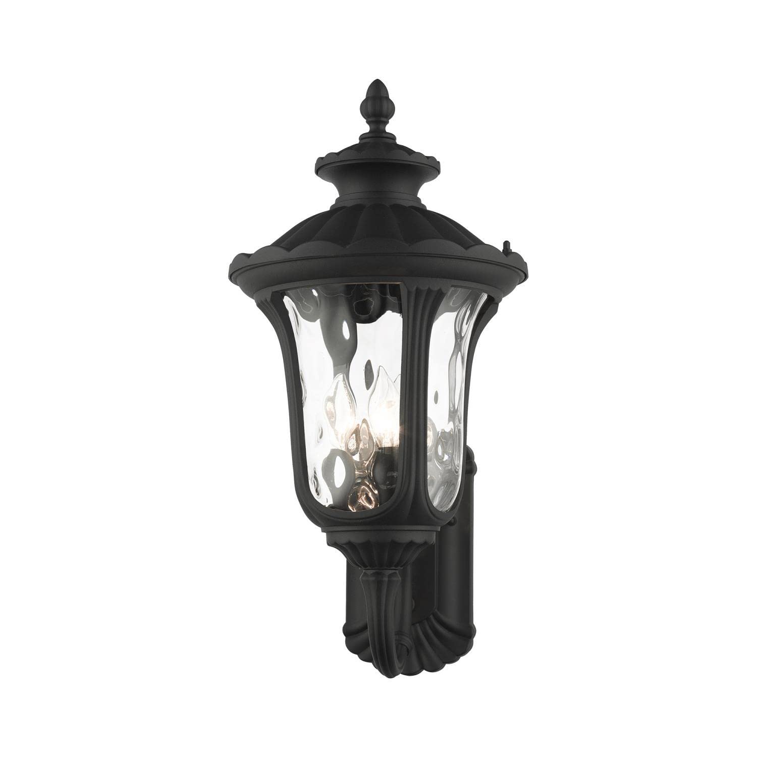 Livex Lighting Oxford 3-Light Outdoor Wall Lantern, 22inx11inx22in, Aluminum, Black, Model 7856-14