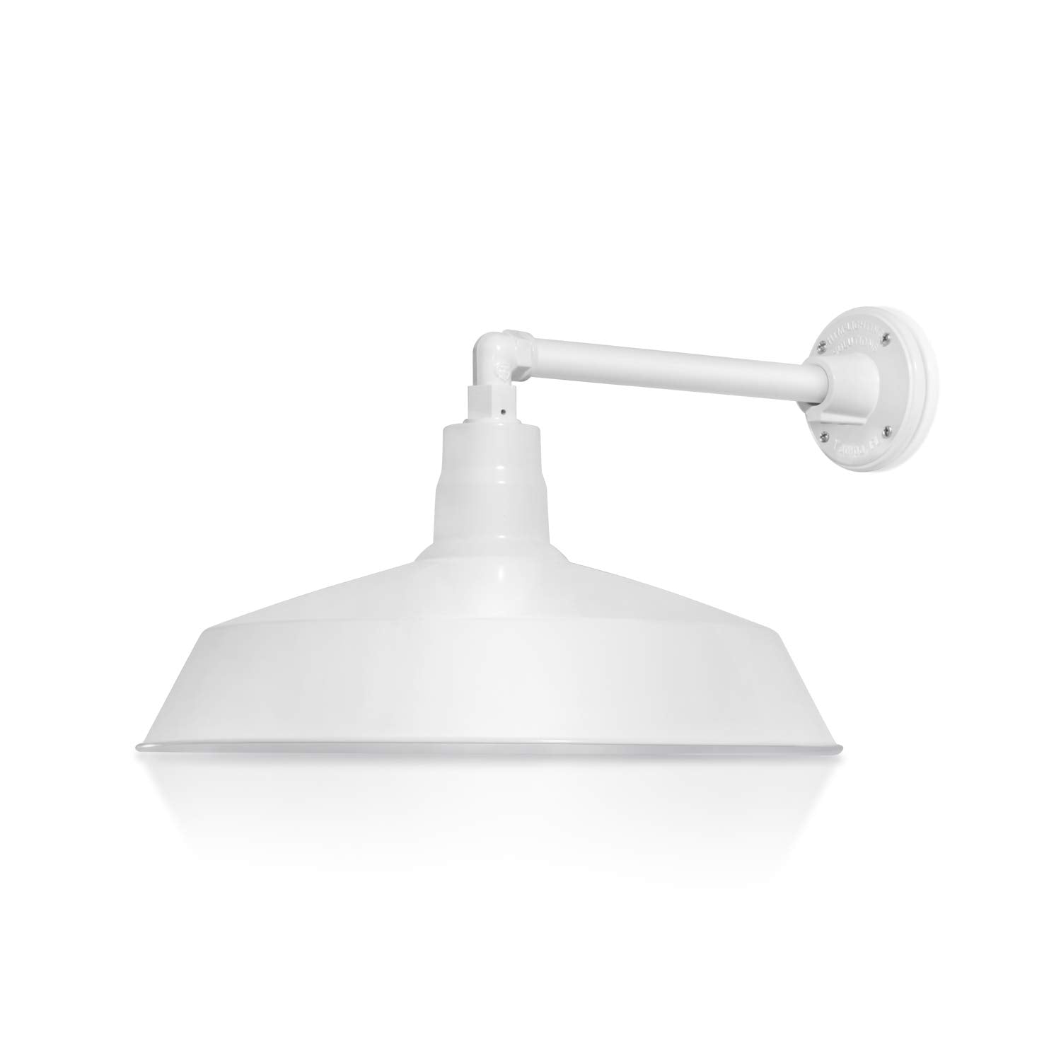 17in. White Finish Outdoor Gooseneck Barn Light Fixture with 13in. Long Extension Arm - Wall Sconce Farmhouse, Vintage, Antique 