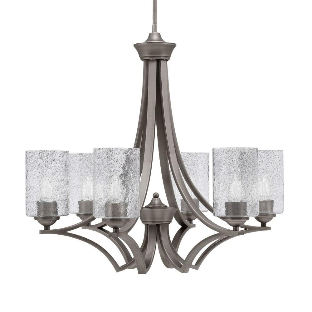 Toltec Lighting 566-GP-3002 Zilo - 6 Light Uplight Chandelier-23 Inches Tall and 24.75 Inches Wide, Finish Color: Graphite, Glass Color: Smoke Bubble