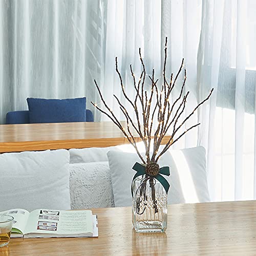 Hairui Twig Branches With Fairy Led Lights 18In 70Led Battery Operated Lighted Brown Willow Branches For Home Witner Christmas Decoration Indoor Outdoor Use (Vase Excluded)