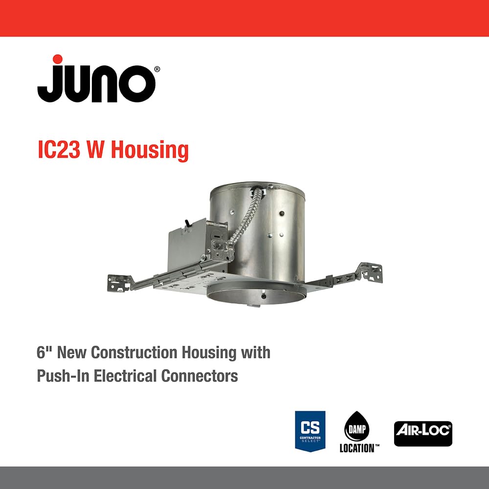 Juno Lighting Ic23W Contractor Select 6-Inch Ic Rated Universal Incandescent Housing With Floating Socket And Quickwire