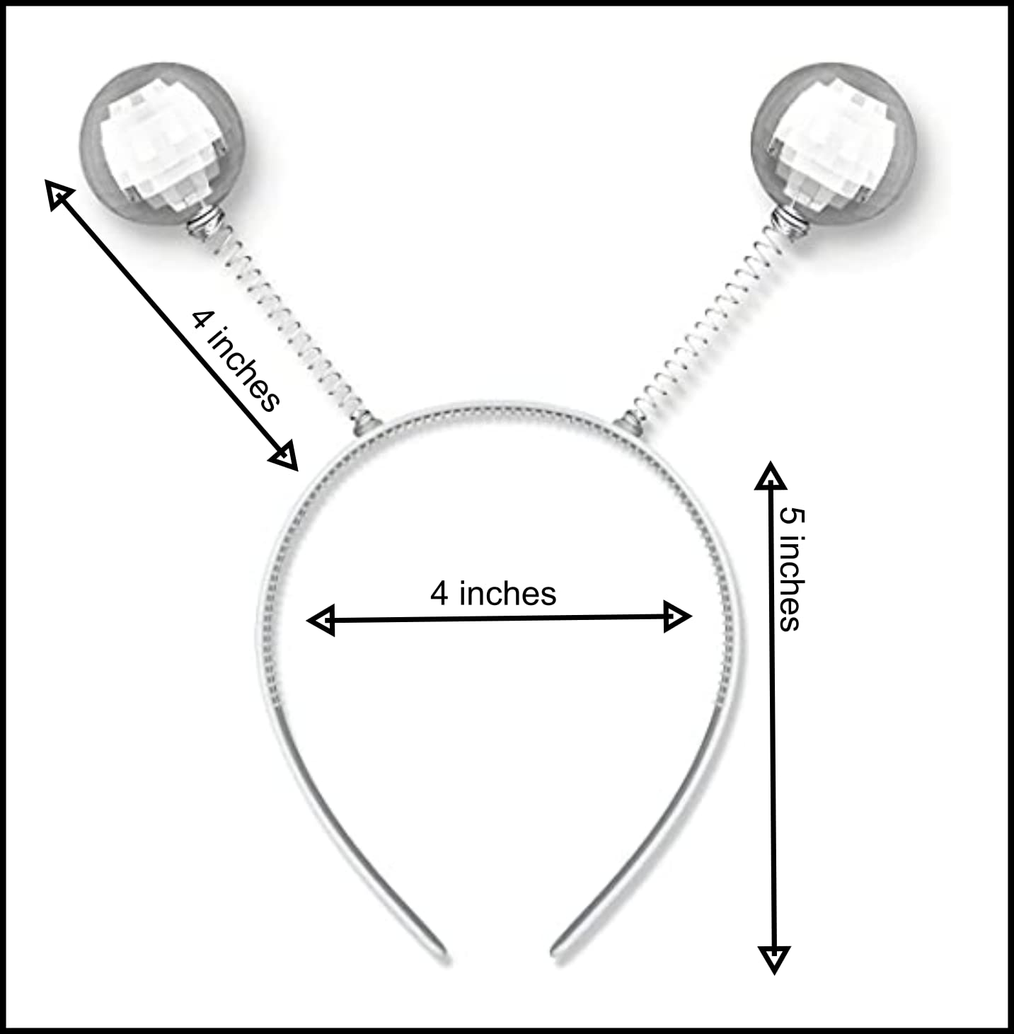 blinkee Alien Party Disco Ball Headband Bopper, Silver, One Size Fits Most, Plastic, Model DISCOBALLHEADBOPPER