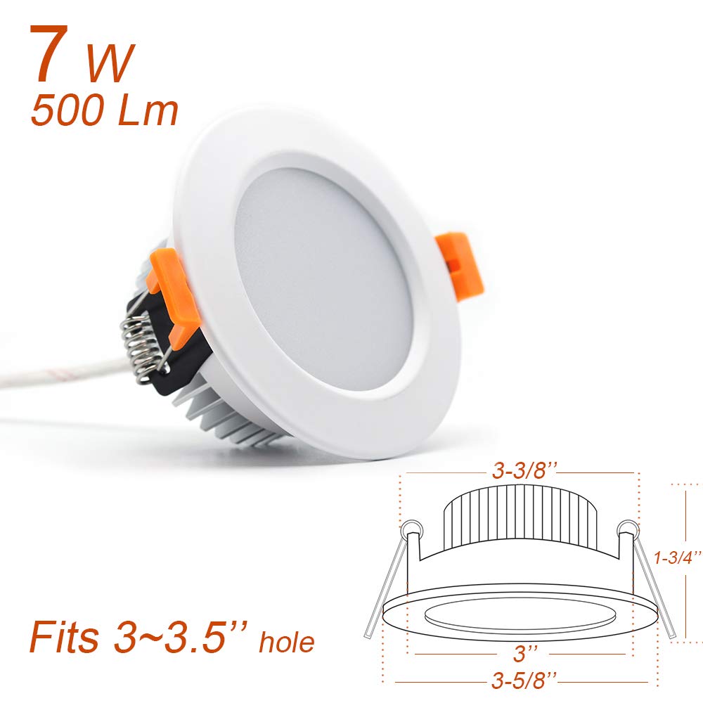 LEDLightsWorld 3 Inch Dimmable LED Recessed Lighting 7W 6000K Daylight White 10 Pack Model 744702377823